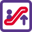 Upward direction escalator in a mall or metro icon