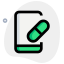 Buying a prescription drug over a cell phone isolated on a white background icon