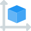 Three-dimensional cubic shape plotting of xy to see dimensions icon