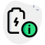 Phone charging info with battery life logotype icon