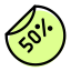 Discount rate sticker promotion for the end of the season icon
