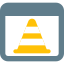 Website with traffic cone for driving training web page icon