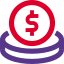 Dollar coin funds isolated on a white background icon