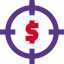 Dollar target sign board with money desire icon