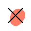 Close cross symbol for discontinued and invalid icon