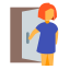 женщина, закрывающая дверь icon
