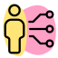 Human integration with multiple nodes isolated on a white background icon