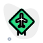 Airport sign board with an airplane layout icon