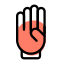 Four fingers up gesture isolated on a white background icon