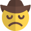 Cowboy wide brim hat with sace facial expression icon