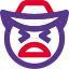 Uncomfortable cowboy emoticon facial expression with hat icon