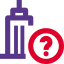 Office tower building with question mark for help and guidance icon