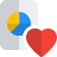 Favorite pie chart file with a heart Logotype isolated on a white background icon