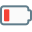 Phone Low battery power level indication isolated on a white background icon
