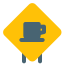 Rest area with coffee cup logotype in a triangular shape icon