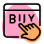 Buy products online on a web browser icon
