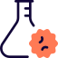 Lab flask in a research of laboratory regarding the coronavirus icon