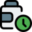 Prescription medication pill bottle to be consumed at certain level of time icon