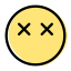 Dead emoticon with eyes crossed resembling dead emoji icon