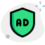 Online privacy protection ads with shield badge icon