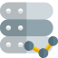 Server network connected to multiple nodes isolated on a white background icon