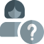 Woman with question mark, concept of receptionist for queries icon