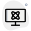 Atom reaction viewed on a powerful computer icon