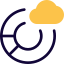 Donut chart infographics on the cloud network icon