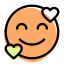 Happy hearts emoticon with smiley facial expression icon