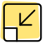 Minimize arrow symbol with shrink inward function icon