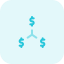 Dollar sign and finance in connection layout icon