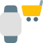 Online shopping made easy on smartwatch with trolley logotype icon