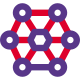 Atom structure with lattice holding each other icon