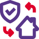 Home loan security with insurance policy isolated icon