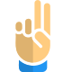 Two fingers up gesture isolated on a white background icon