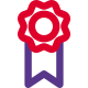 Flower shaped emblem reward with single ribbon icon