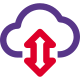 Uplink and Downlink from cloud server isolated on a white background icon