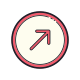 Acima e à direita dentro de um círculo icon