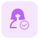 Check mark on a natural user for authentication and approval icon