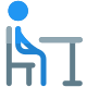 Class room for student studying while sitting on chair icon