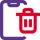 Delete items on a smartphone with trash logotype icon