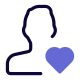 Favorite user profile picture with heart logotype icon