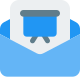 Message forwarded with office presentation guide in an envelope icon