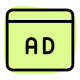 Online Advertisement in browser visible on internet icon