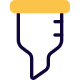 Funnel testing equipment with narrow tip hose icon