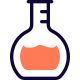 Oval shaped erlenmeyer with label stick to the bottle icon