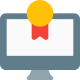 Online gaming competition on computer single ribbon award icon