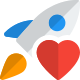 Rocket with heart shape isolated with white background icon