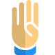 Four fingers up gesture isolated on a white background icon