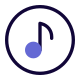 Music application with musical note in a circle icon